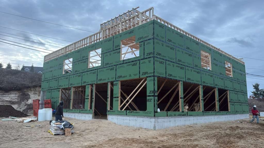 New home construction framing by RS Development Group in Natick, MA