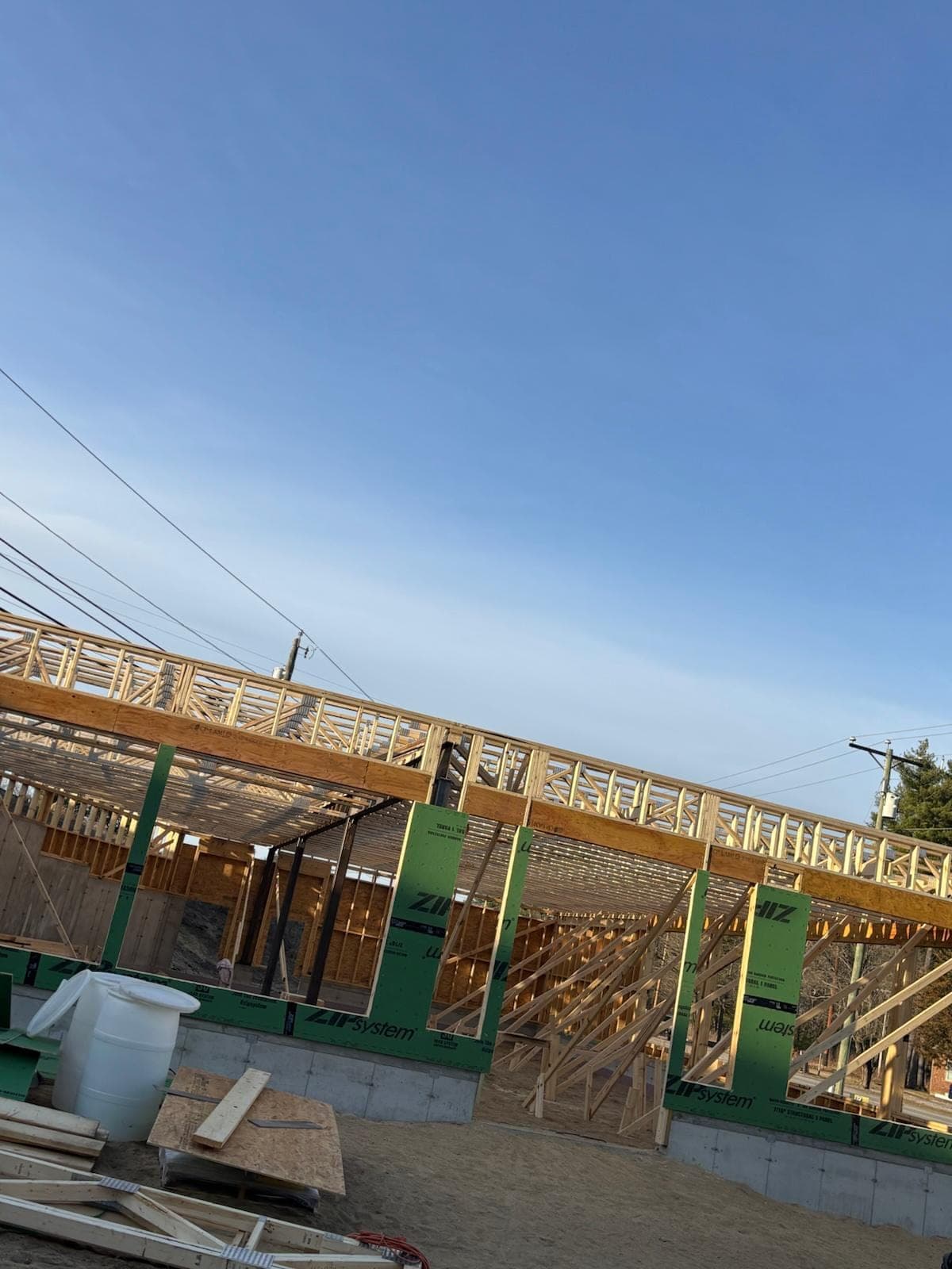 New home construction framing by RS Development Group in Newton, MA